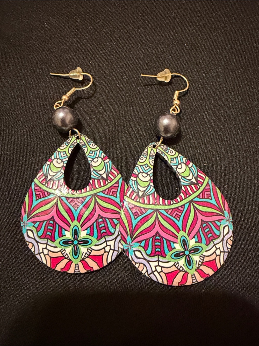 Boho Teardrop Dangle Earrings in Pink & Green - Women Jewelry